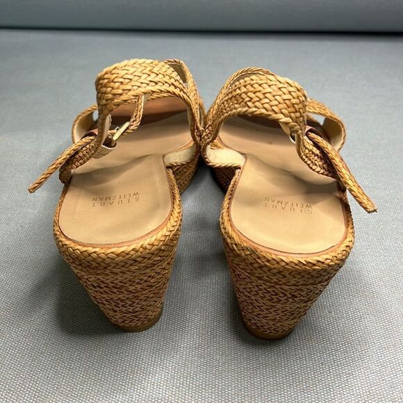 Stuart Weitzman Natural Woven Wedges Espadrilles Shoes - Picture 5 of 8